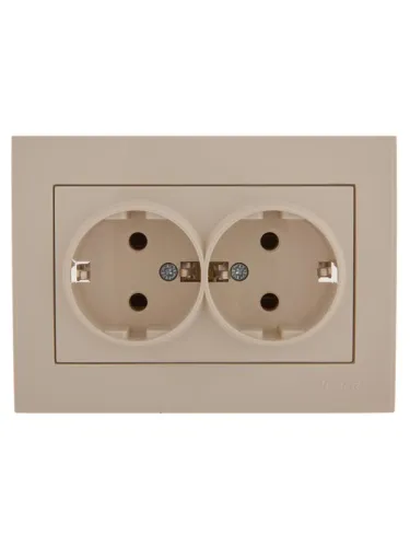 Розетка 2-м СП Rain с заземл. керамика крем. LEZARD 703-0303-127