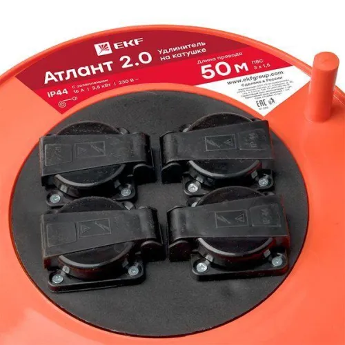 Удлинитель на катушке 4х50м с заземл. 16А IP44 Атлант 2.0 3.5кВт ПВС 3х1.5 PROxima EKF UKA02-16-315-4-50-IP44 фото 6