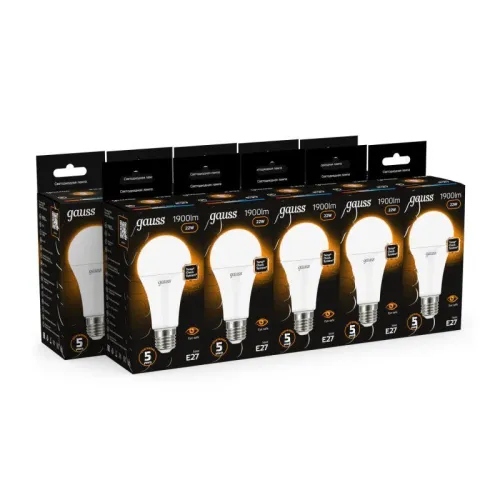 Лампа светодиодная Black 22Вт A70 грушевидная 3000К тепл. бел. E27 1900лм GAUSS 102502122 фото 2