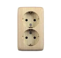 Розетка 2-м ОП Альфа 16А IP20 250В с заземл. с изолир. пластиной сосна HEGEL РА16-153-02