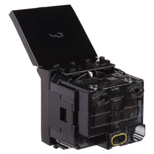 Розетка 1-м 2мод. Avanti "Черный квадрат" 16А IP44 2P+E защ. шторки с крышкой черн. DKC 4402012 фото 6