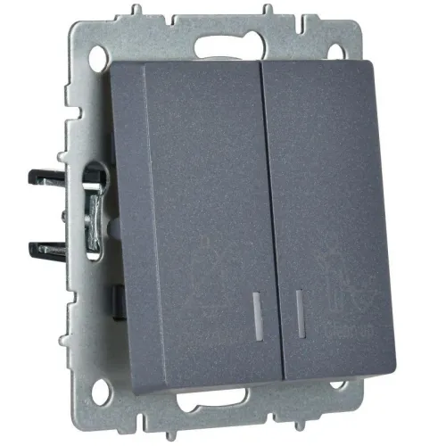 Выключатель 2-кл. BRITE 10А ВС10-2-9-БрМ для отелей с индик. механизм маренго IEK BR-V20-2-10-K35 фото 2