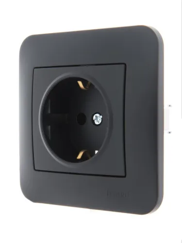 Розетка 1-м СП Karina с заземл. термопласт механизм черн. бархат LEZARD 707-4288-122B фото 2