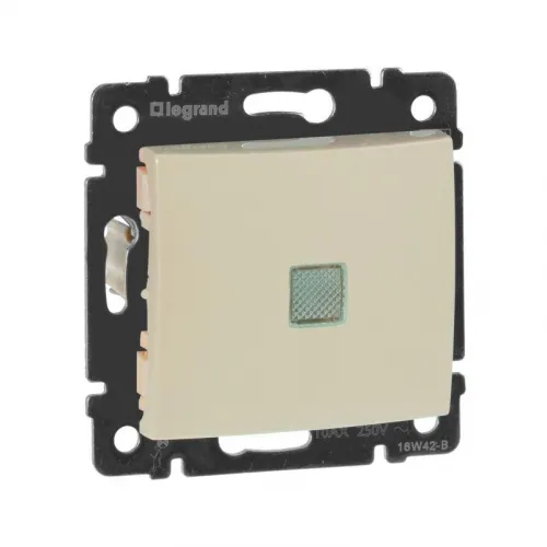 Переключатель проходной 1-кл. СП Valena 10А IP31 250В с зел. индикацией механизм сл. кость Leg 774326 фото 3