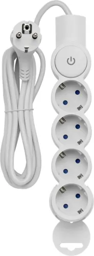 Удлинитель 4х3м с заземл. 10А IP20 ПВС 3х0.75 с выкл. защ. шторки REV 32014 4 фото 3