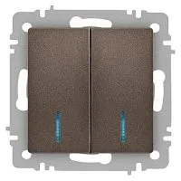 Выключатель 2-кл. СП Accent 6-105-08 10А IP20 250В с подсветкой AL/CU бронза Intro Б0063523