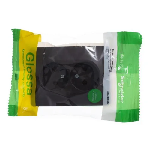 Розетка 2-м СП Glossa 16А IP20 250В без заземл. шоколад SE GSL000820 фото 2