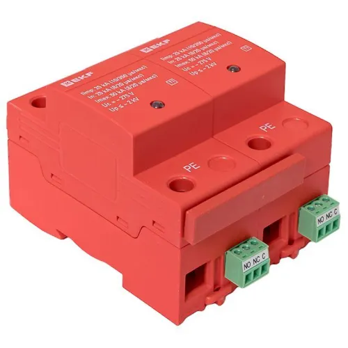 Устройство защиты от импульсных перенапряжений класс 1 Iimp 25кА (10/350мкс) 2P EKF spd-t1-2p фото 3