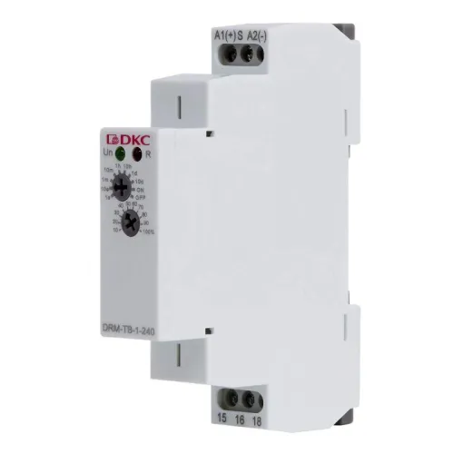 Реле времени задержка выключения конфигурация контакта 1CO AС/DC 12-240В DKC DRM-TB-1-240 фото 2
