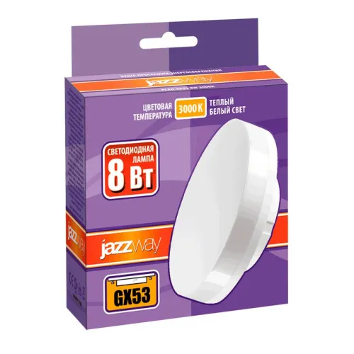 Лампа светодиодная PLED-GX53 8Вт таблетка матовая 3000К тепл. бел. GX53 640лм 230В JazzWay 2855374 фото 3