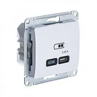 Розетка USB Glossa тип C 65Вт QC PD высокоскор. ЗУ механизм бел. SE GSL000127