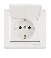 Розетка Manolya с заземл. и крышкой бел. Makel 41001029