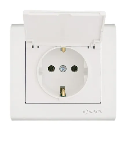 Розетка Manolya с заземл. и крышкой бел. Makel 41001029