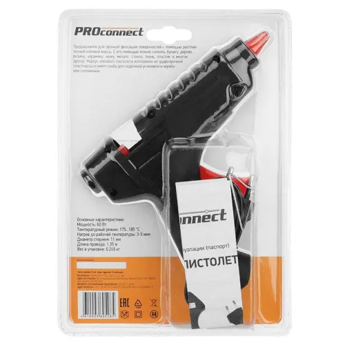 Пистолет клеевой 60Вт большой (блист.) PROCONNECT 12-0104 фото 11