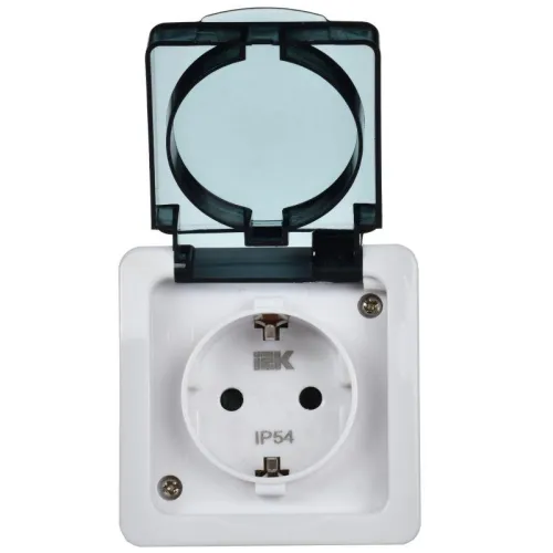 Розетка 1-м ОП Гермес Plus РСб20-3-ГПБд 16А IP54 с заземл. с дым. крышкой бел. IEK ERMP12-K03-16-54-EC фото 4