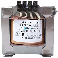 Трансформатор ОСО-0.25 УХЛ3 220/24. IP00 Электротехник ET003491