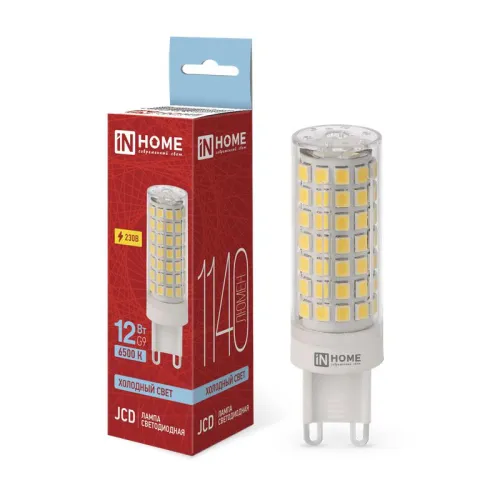 Лампа светодиодная LED-JCD 12Вт 230В G9 6500К 1140лм IN HOME 4690612060330