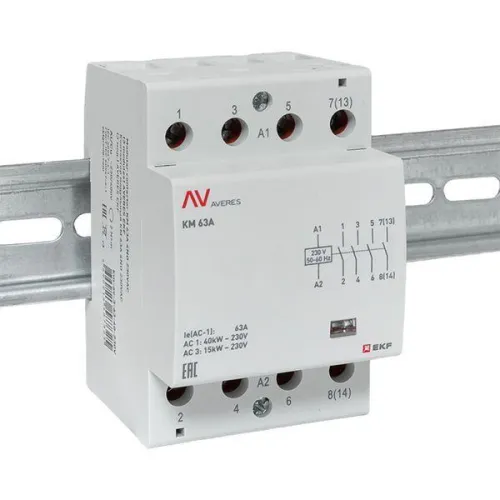 Контактор модульный КМ 63А 4NO 230В AC (3 мод.) AVERES EKF km-av-3-63-40-230V фото 2