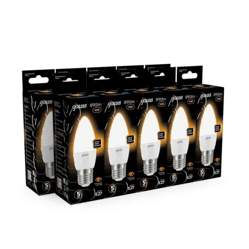 Лампа светодиодная Black 9.5Вт свеча 3000К тепл. бел. E27 890лм GAUSS 103102110 фото 2