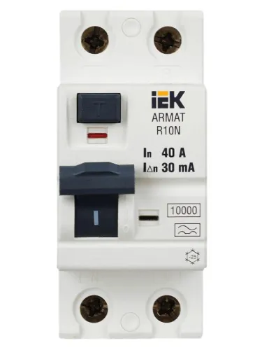 Выключатель дифференциального тока (УЗО) 2п 40А 30мА тип A ВДТ R10N ARMAT IEK AR-R10N-2-040A030 фото 4