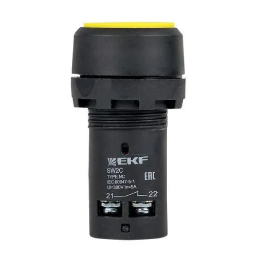 Кнопка SW2C-11 с фиксацией желт. NO+NC PROxima EKF sw2c-11f-y фото 4