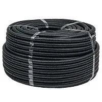 Труба гофрированная d20мм с протяжкой безгалоген. трудногорючая (FRHF) черн. (уп.100м) Plast EKF FRHF-20