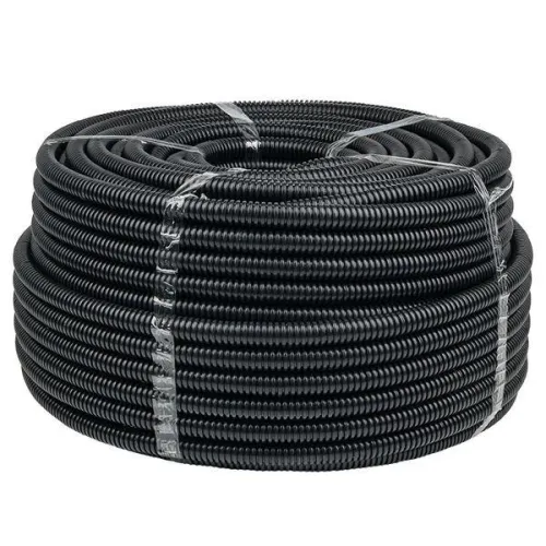 Труба гофрированная d20мм с протяжкой безгалоген. трудногорючая (FRHF) черн. (уп.100м) Plast EKF FRHF-20