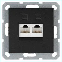 Розетка компьютерная 2-м RJ45 IP20 кат. 6 механизм антрацит Jasmart G6108B