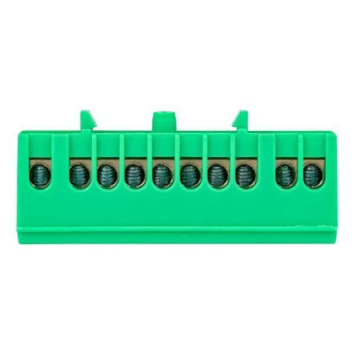 Шина нулевая PE 6х9 10 отвер. латунь зел. изолированный корпус на DIN-рейку PROxima EKF sn0-63-10-ig фото 2