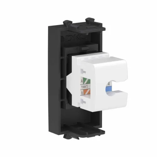 Розетка компьютерная 1мод. Avanti "Черный матовый" RJ45 кат.6A без шторок модульная механизм DKC 4412671 фото 2