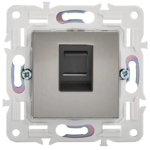 Розетка компьютерная RJ45 кат.6 SKANDY SK-K02N никель IEK SK-K10-2-K50 фото 2