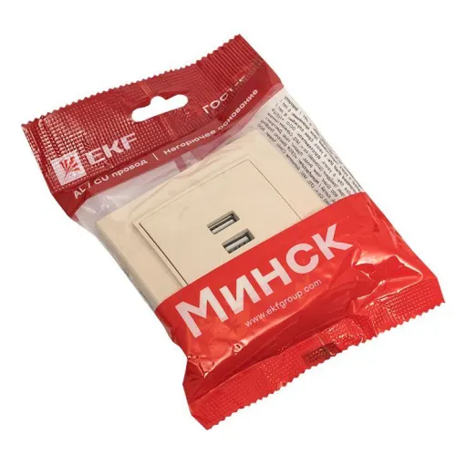 Розетка USB 2-м СП Минск 2.1А беж. EKF ERR-2USB-200 фото 3