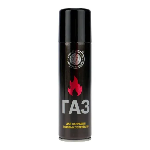 Газ для зажигалок 210куб.см (140мл) 80г с универс. переходником метал. баллон Rexant 09-1429