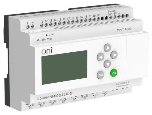Модуль ЦПУ ПЛК 410 14 DI 8 RO 220В AC с Ethernet портом с экраном ONI PLC-410-CPU-14D08R-1AC-00 фото 6