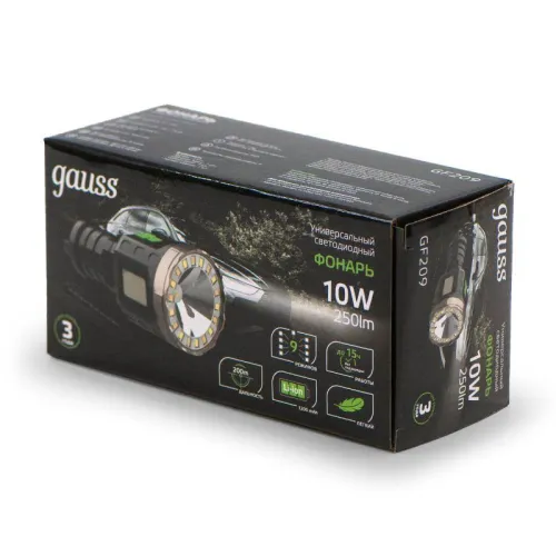 Фонарь аккумуляторный ручной GFL209 10Вт 250лм Li-ion 1200мА.ч LED GAUSS GF209 фото 2