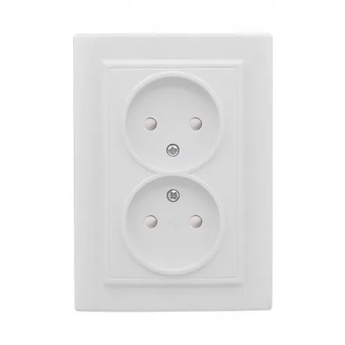Розетка 2-м СП Минск 10А IP20 без заземл. защ. шторки бел. Basic EKF ERR10-102-100 фото 2