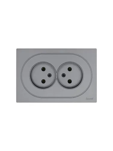 Розетка 2-м СП OSEN без заземл. ПБТ механизм сер. матов. LEZARD 743-7400-128B