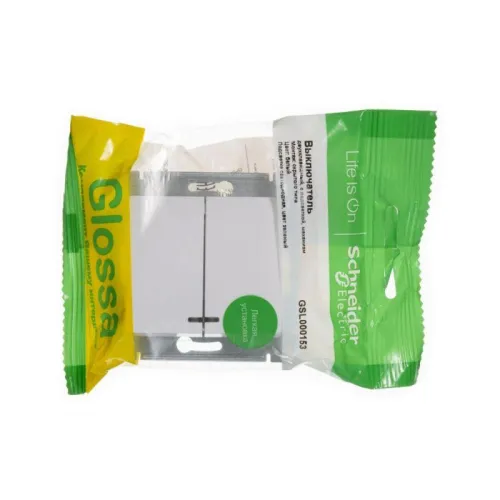 Выключатель 2-кл. СП Glossa 10А IP20 (сх. 5а) 10AX с подсветкой механизм бел. SE GSL000153 фото 5