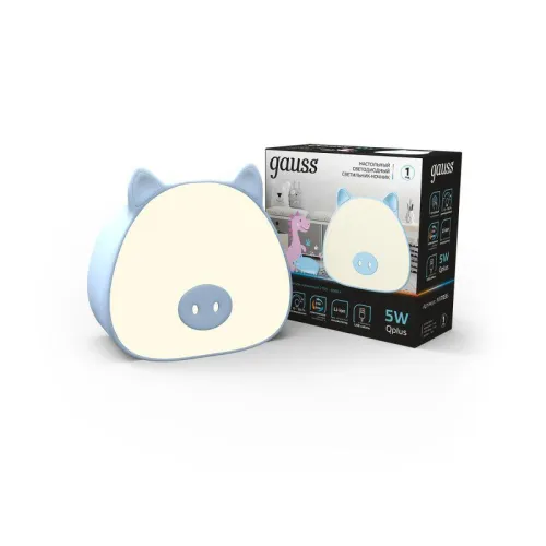 Светильник настольный Qplus 5Вт 2700-6000К 200лм 5В аккум. Li-ion 1200мА.ч диммир. ночник голуб. GAUSS NN7036 фото 2