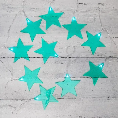 Гирлянда светодиодная "Звездопад" 2.25м 10LED бирюз. бел. 0.1Вт IP20 провод ПВХ прозр. элементы питания 2хAA (не в компл.) Neon-Night 304-004 фото 2