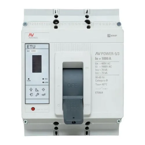 Выключатель автоматический 1000А 70кА AV POWER-5/3 ETU6.0 AVERES EKF mccb-53-1000M-6.0-av фото 16