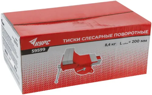 Тиски слесарные поворотные стальные 200мм (8.4кг) КУРС 59599 фото 3