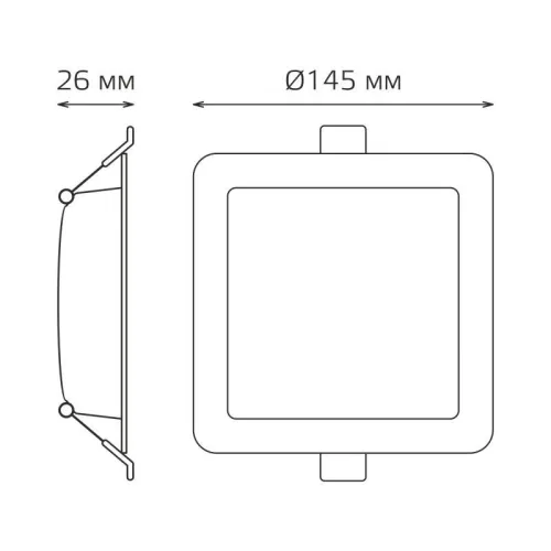 Светильник светодиодный Elementary Downlight 13Вт 4000К 1100лм 170-260В IP20 145х26 квадрат монтаж бел. GAUSS 998420212 фото 3