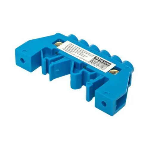 Шина нулевая N 8х12 6 отверстий синий нейлоновый корпус комбинированный латунь розн. стикер PROxima EKF sn0-125-6-dn-r фото 4