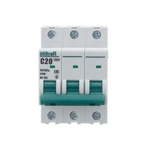 Выключатель автоматический модульный 3п C 20А 6кА ВА-103 DEKraft 12306DEK фото 2