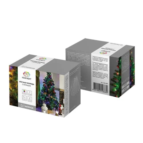 Гирлянда светодиодная елочная с кольцом 7 нитей х1.8м 126LED мультиколор 6.5Вт 220-240В IP20 не соединяемая Neon-Night 235-089 фото 10