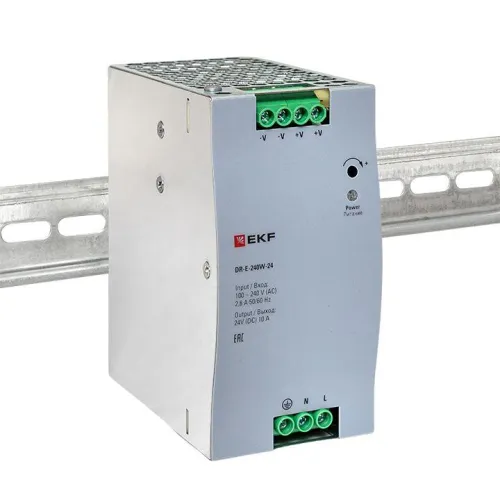 Блок питания на DIN-рейку 240Вт Uвх ~ 220В AC Uвых - 24В DC постоянного тока EKF DR-E-240W-24 фото 4