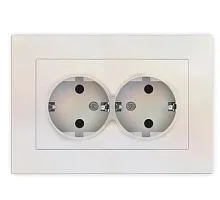 Розетка 2-м СП Афина 16А IP20 с заземл. в сборе жемчуж. Universal A0128-OBr