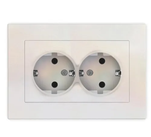 Розетка 2-м СП Афина 16А IP20 с заземл. в сборе жемчуж. Universal A0128-OBr
