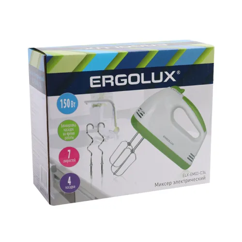 Миксер ручной ELX-EM03-C34 бел./салат. Ergolux 14935 фото 2